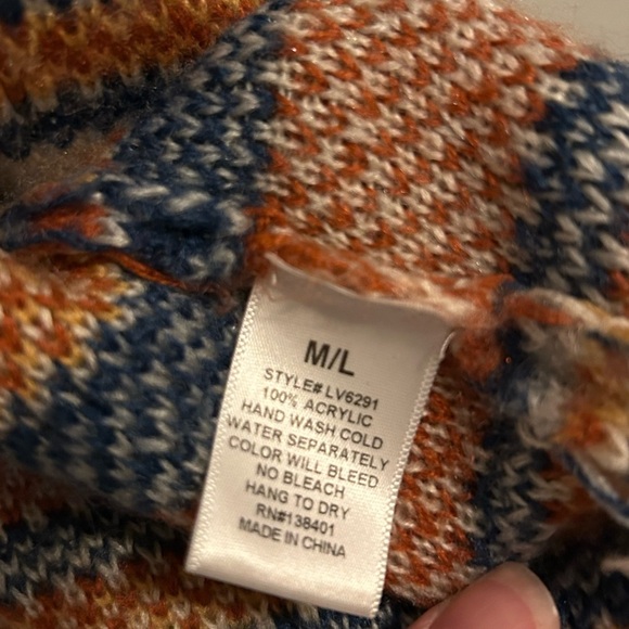 Forever 21, M/L cardigan sweater, vibrant, rich colors, cream, rust, blues - Picture 6 of 6